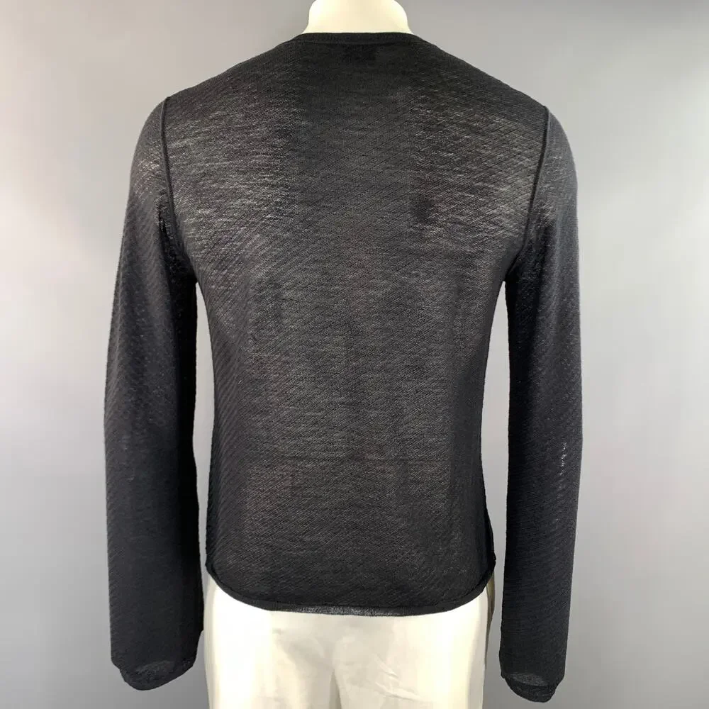 GUCCI Size L Black Diagonal Stripe Wool Blend Sheer Pullover